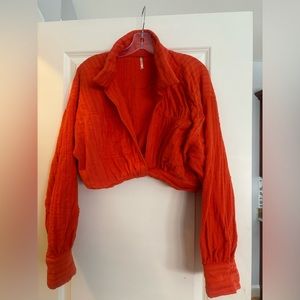 FREE PEOPLE Orange Shirt Size Large